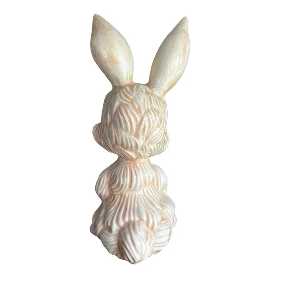 Vintage Easter Bunny Rabbit Ceramic Trinket Box Lusterware Candy Dish Pearl 7
